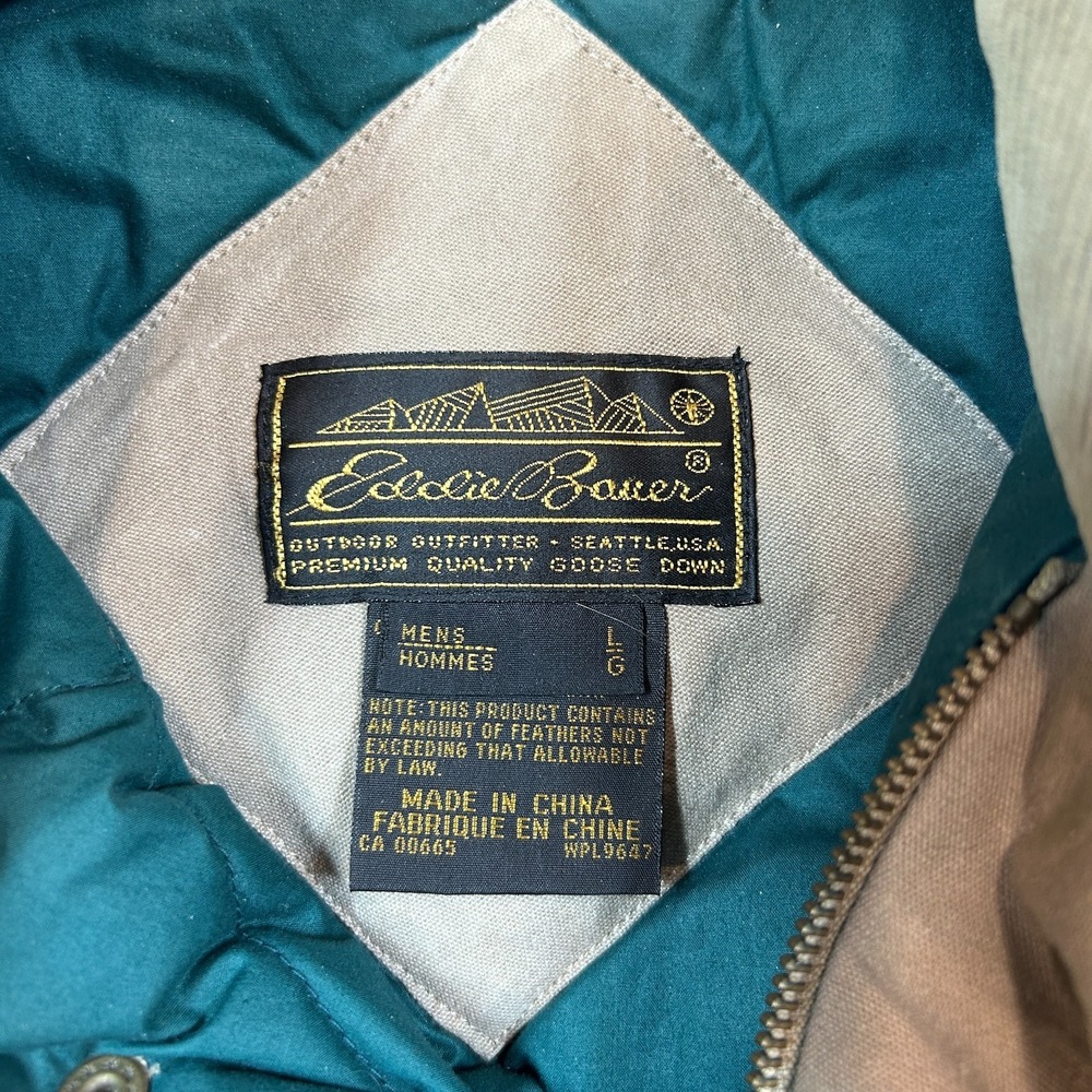 VINTAGE Eddie Bauer 1980s Vest Goose Down Quilted Corduroy Collar Size Large - Picture 3 of 7